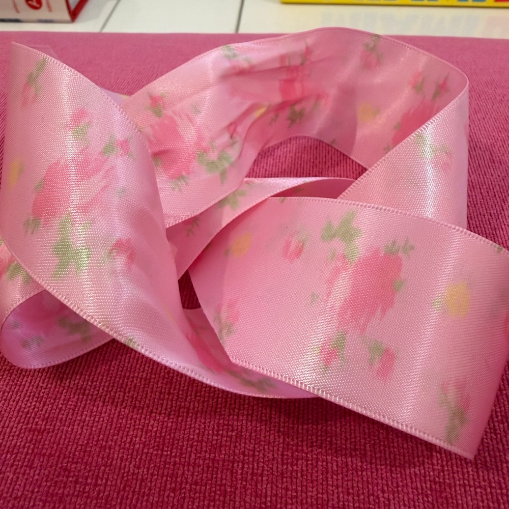LoveShackFancy Pink Floral Ribbon "LOVE ON THE BEACH"
